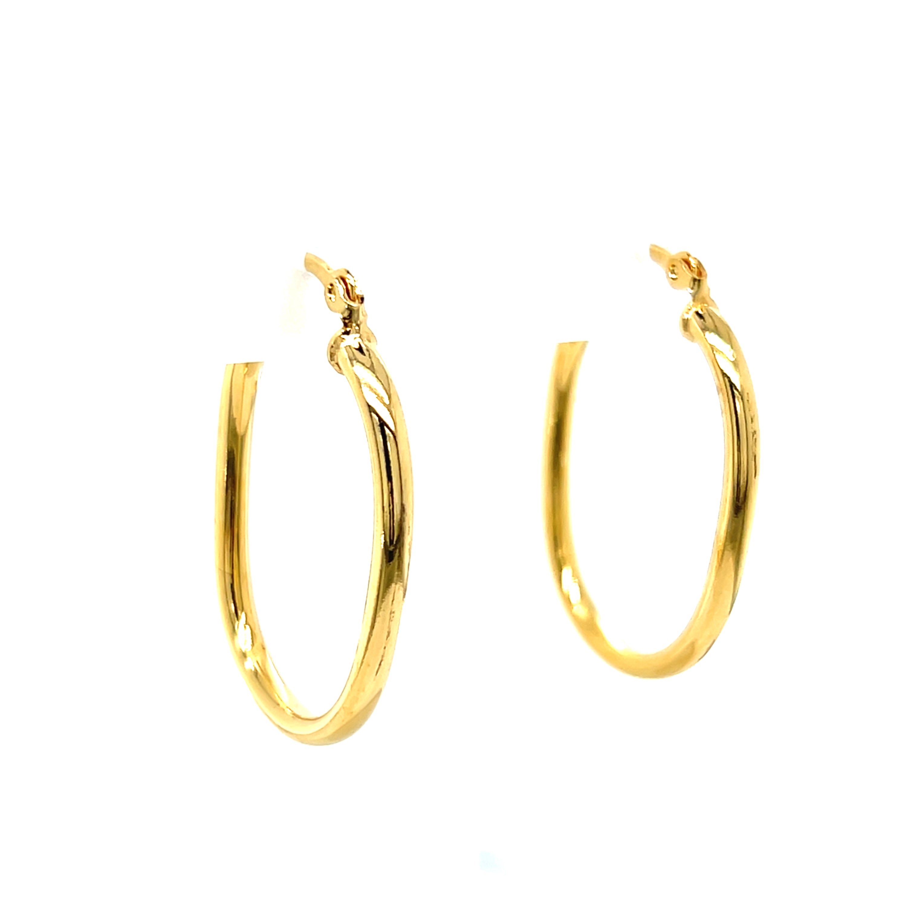 18K Gold-Filled (29mm H x 23mm W) Plain Oval Tube Hoop Earrings