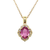 "Amora" WJS Custom Set 10K Yellow Gold Pink Tourmaline & Diamond Pendant