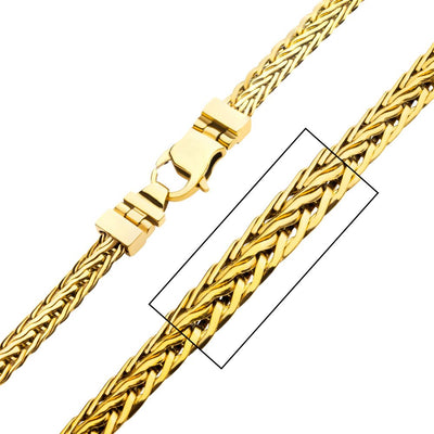 Men's 18K Gold PVD Stainless Steel Double Diamond-Cut Spiga Necklace 22"