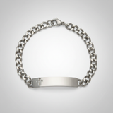 Silver Tone ID Bracelet with Cut-Out Cross