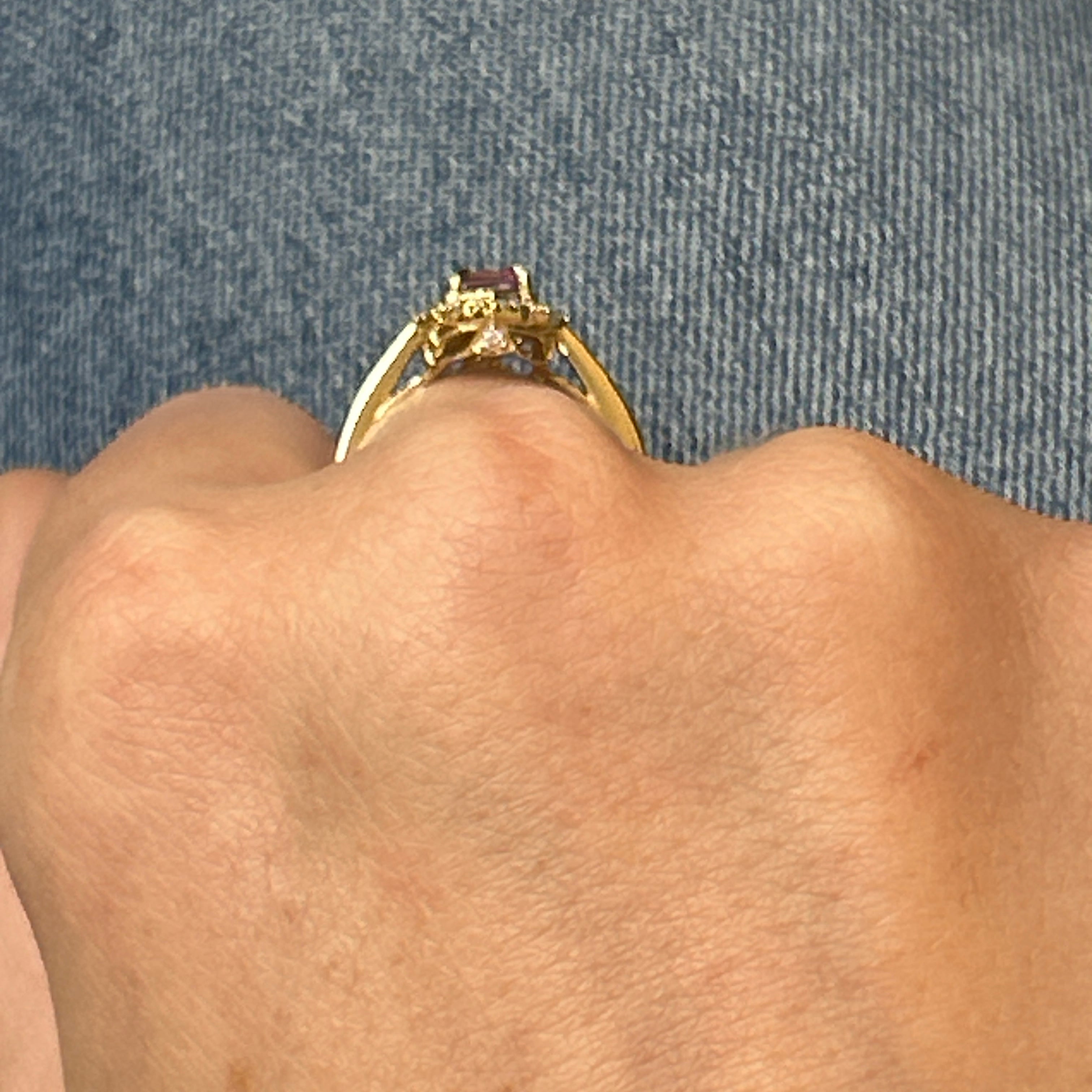 "Pink-a-Boo" WJS Custom Set Pink Topaz and Diamond Ring with Peekaboo Diamonds