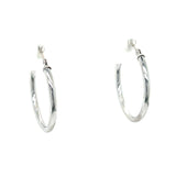 14K White Gold Tubular Hoop Earrings