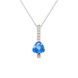 14K White Gold 2.07CT Trillion Glacier Blue Topaz and 0.054 Carat Total Weight (6) Diamond Pendant