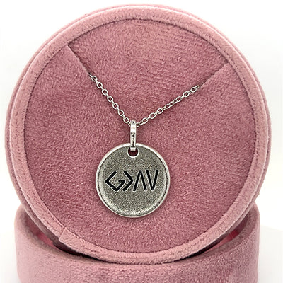 Silver "God is Greater Than the Highs and Lows" Circle Pendant