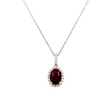 14K White Gold 0.80CT 5x7mm Ruby and 0.101 Carat Total Weight (23) Diamond Pendant
