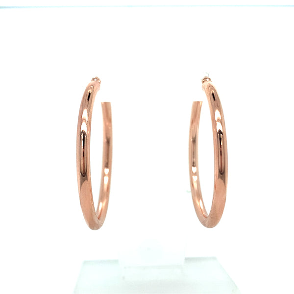 Silver Rose Gold Polished 1.5mm Hoop Earrings
