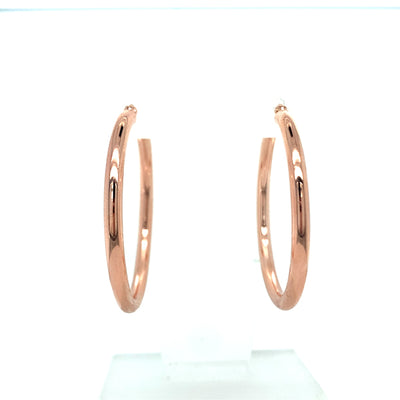 Silver Rose Gold Polished 1.5mm Hoop Earrings