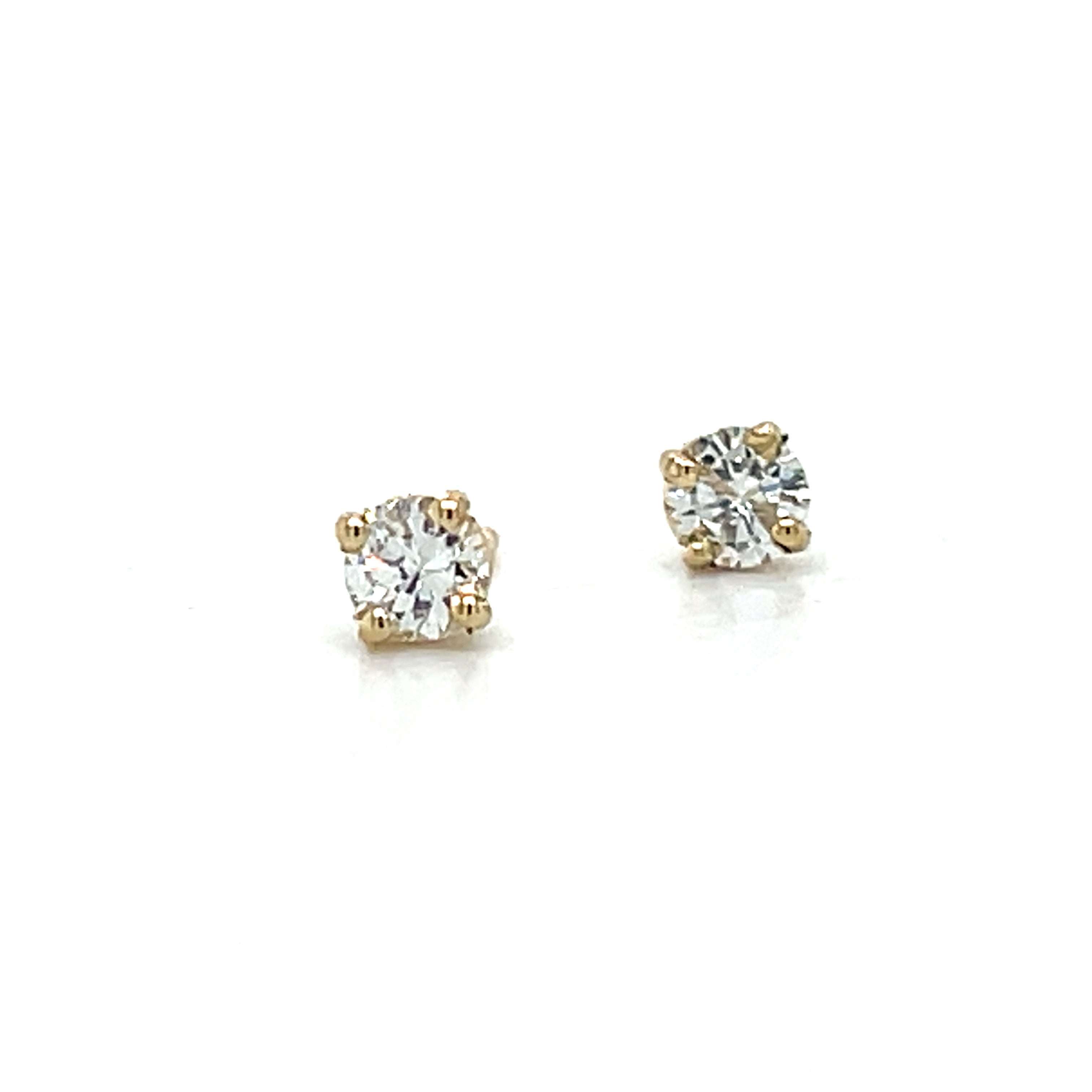 WJS Set 14K Yellow Gold 1/3 Carat Total Weight Diamond Studs