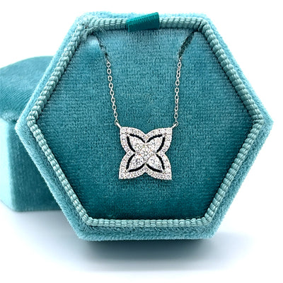 14K White Gold 1/2 Carat Total Weight (41) Diamond Clover Pendant