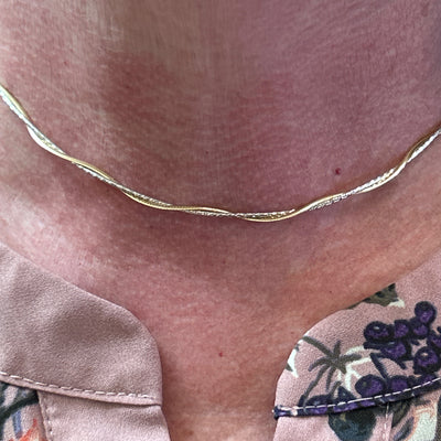 Yellow and White Gold Superflex Twist Omega Chain – 17"