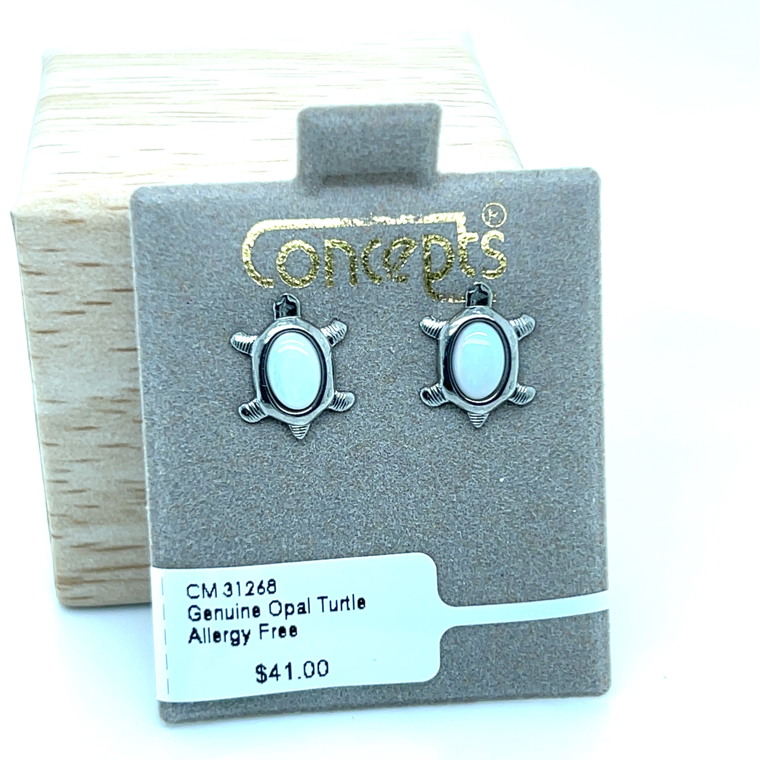 Genuine Opal Turtle Allergy Free Earrings