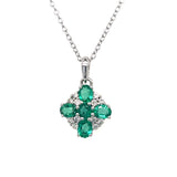 Silver Lab-Created Emerald and White Zircon Fashion Pendant