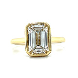 14K Yellow Gold 3.30 Carat Total Weight Lab Grown Diamond Hidden Halo Emerald Cut Engagement Ring