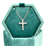 Sterling Silver 0.25 Carat Total Weight Lab Grown Diamond Cross Pendant with Adjustable Chain