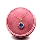Yellow Gold Tanzanite and White Diamond Pendant