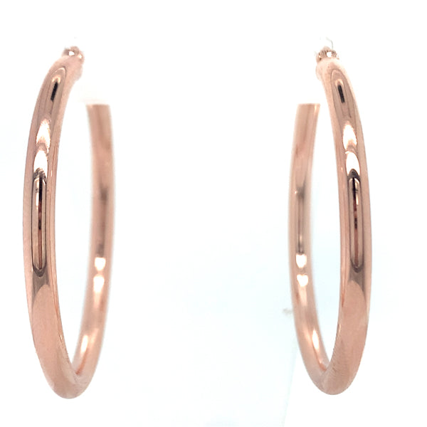 Silver Rose Gold Polished 1.5mm Hoop Earrings