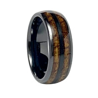 Men's Ceramic Double Cigar Leaf Inlay Wedding Band