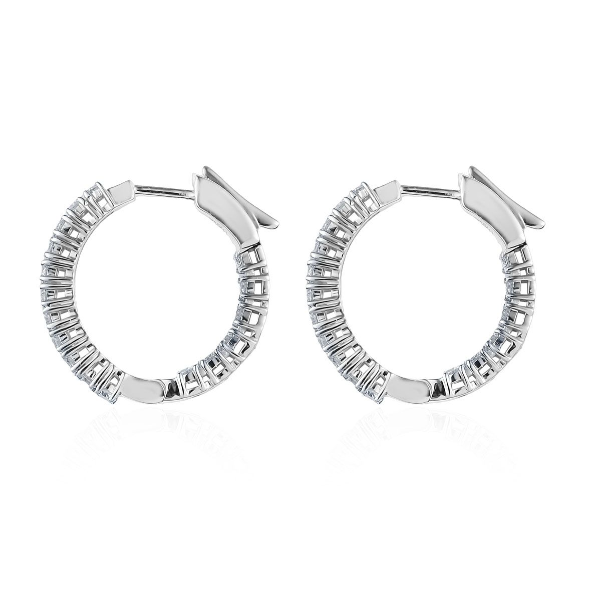 Silver Lab Grown Diamond Hoop Earrings