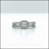 14K White Gold Diamond Princess Bridal Engagement Ring Set