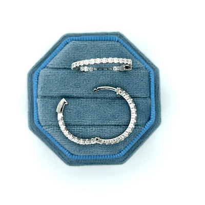 14K White Gold 1.05 Carat Total Weight Lab Grown Diamond In-Out Hoop Earrings