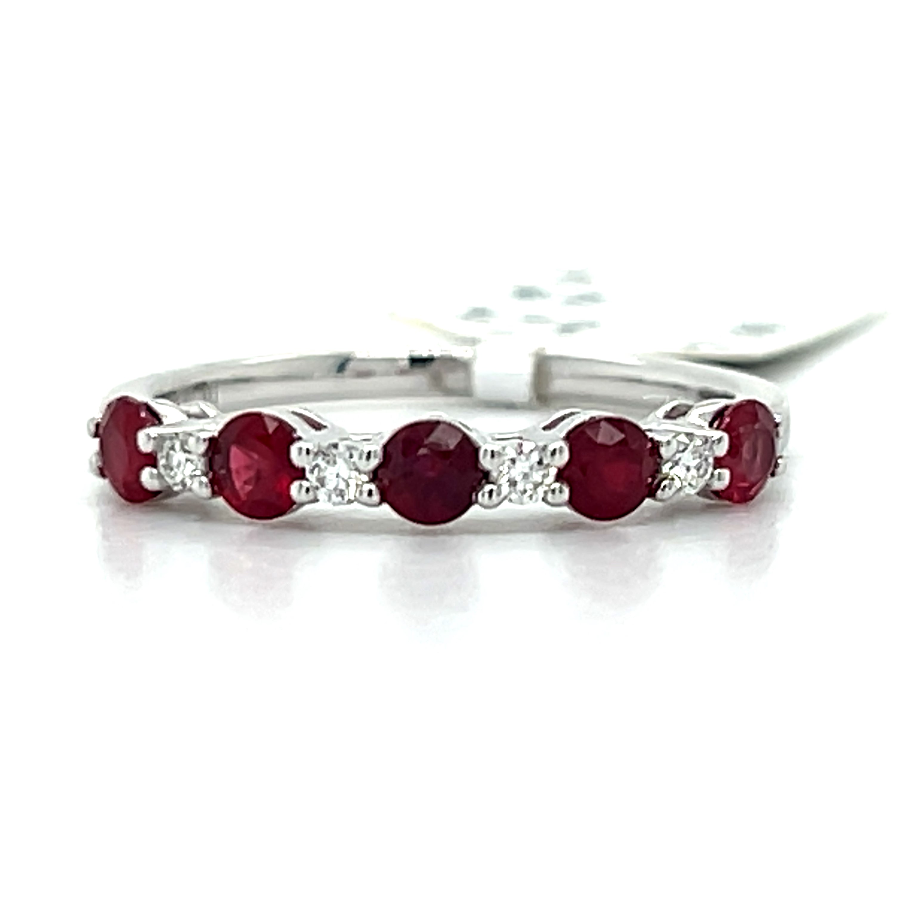 White Gold Ruby and Diamond Band Ring