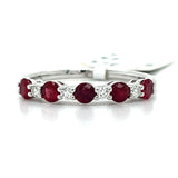 White Gold Ruby and Diamond Band Ring