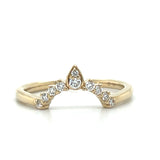 Yellow Gold Round Diamond Contour Chevron Wedding Anniversary Stackable Fashion Ring
