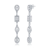 Silver Multi-Shaped Cubic Zirconia Dangle Earrings