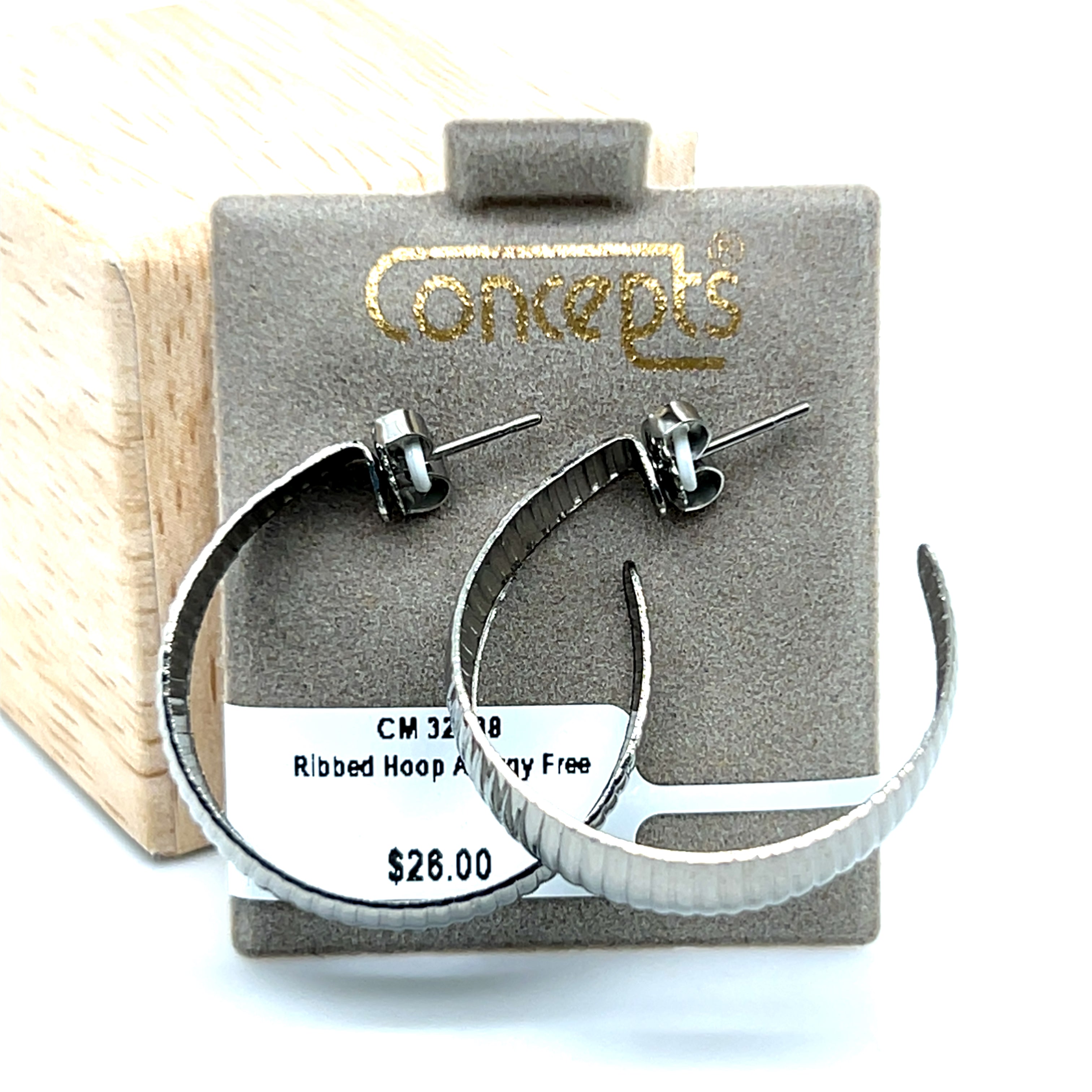 Ribbed Hoop Allergy Free Earrings