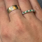 White Gold Emerald and Diamond Band Ring