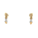 Yellow Gold Diamond "X" J-Hoop Earrings