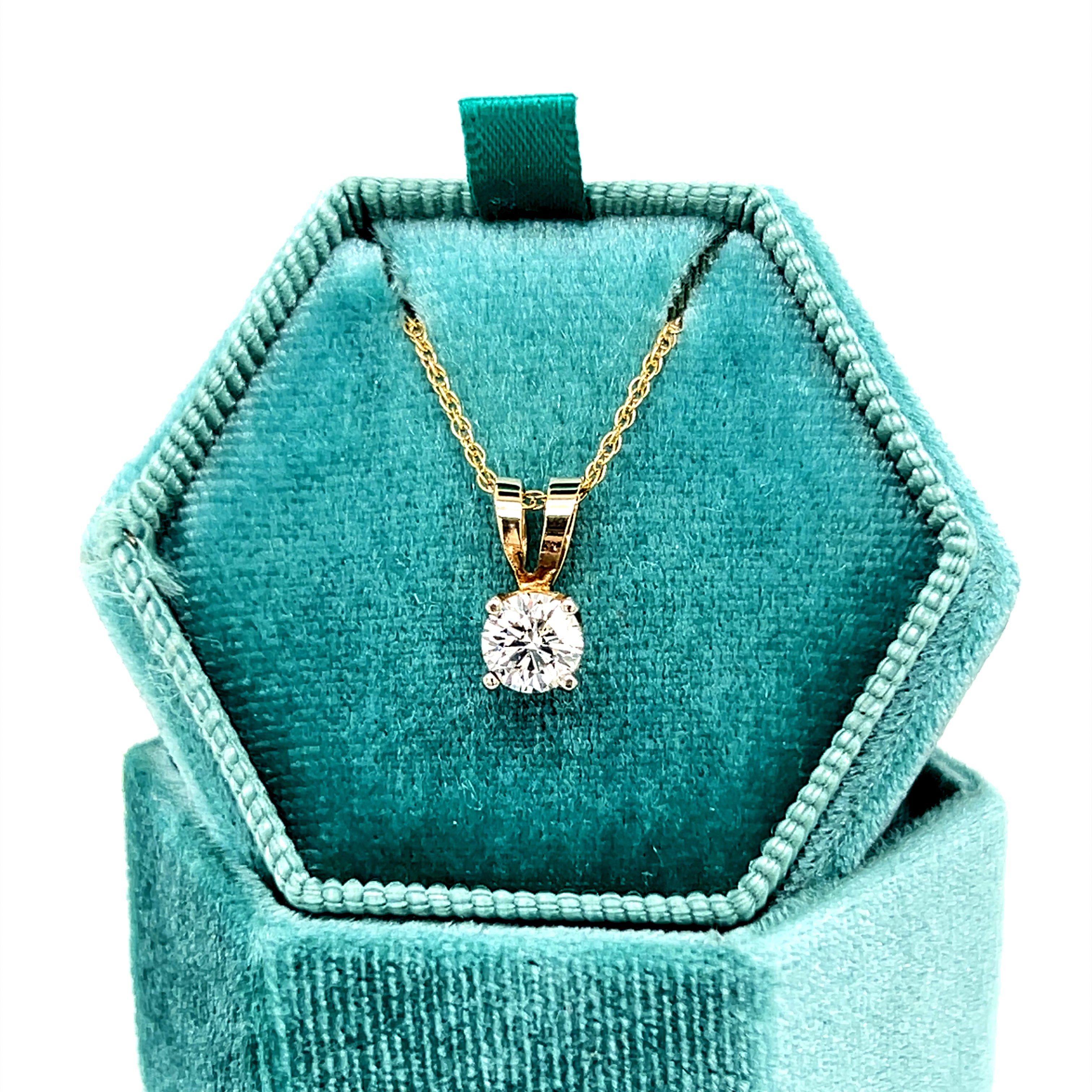 "Evangeline" 14K Two-Tone 0.72 carat Round Diamond Solitaire Pendant