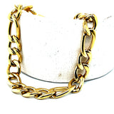 Stainless Steel Gold-IP 9.5mm Figaro Link Bracelet 8+0.5"