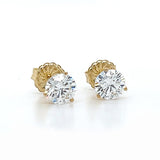 Yellow Gold Brilliant Round Lab Grown Diamond Stud Earrings