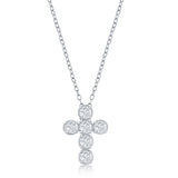 Sterling Silver  Cubic Zirconia Cross Necklace 16+2"
