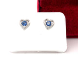 Silver September Birthstone Earrings with Open Heart Design, Little Girl Jewelry