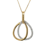 14K Two Tone Double Teardrop Diamond Pendant