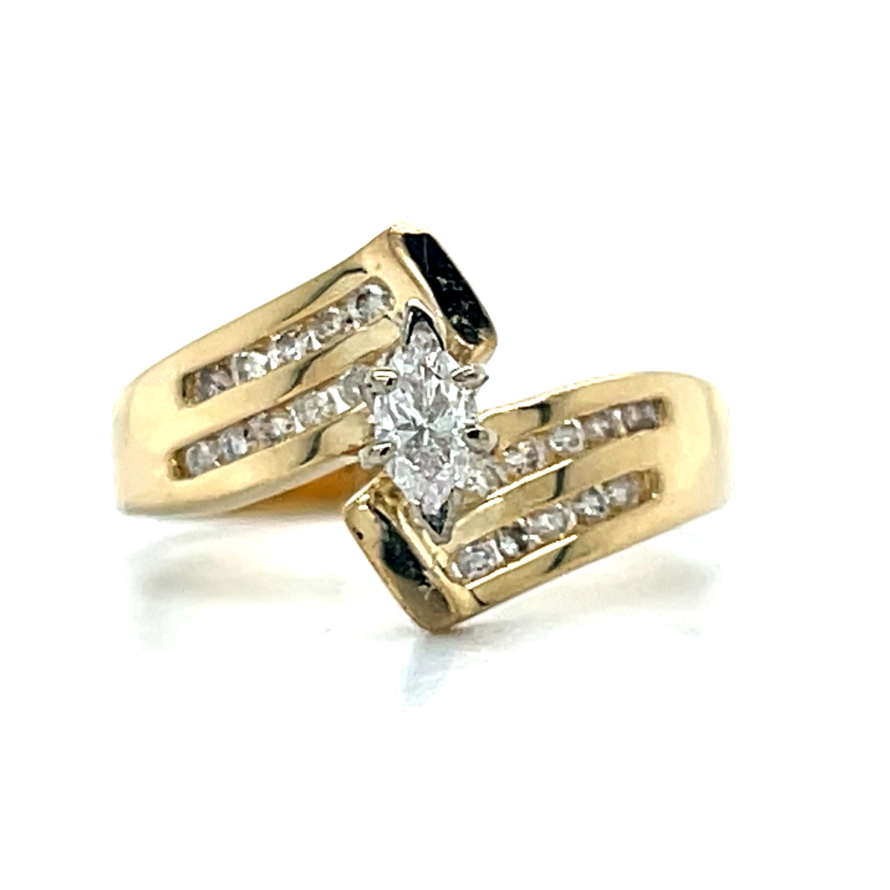 Yellow and White Gold Diamond Vintage Estate Engagement Ring