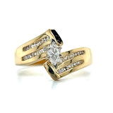Yellow and White Gold Diamond Vintage Estate Engagement Ring