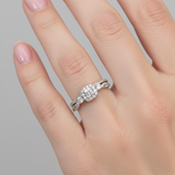 14K White Gold Diamond Princess Bridal Engagement Ring Set