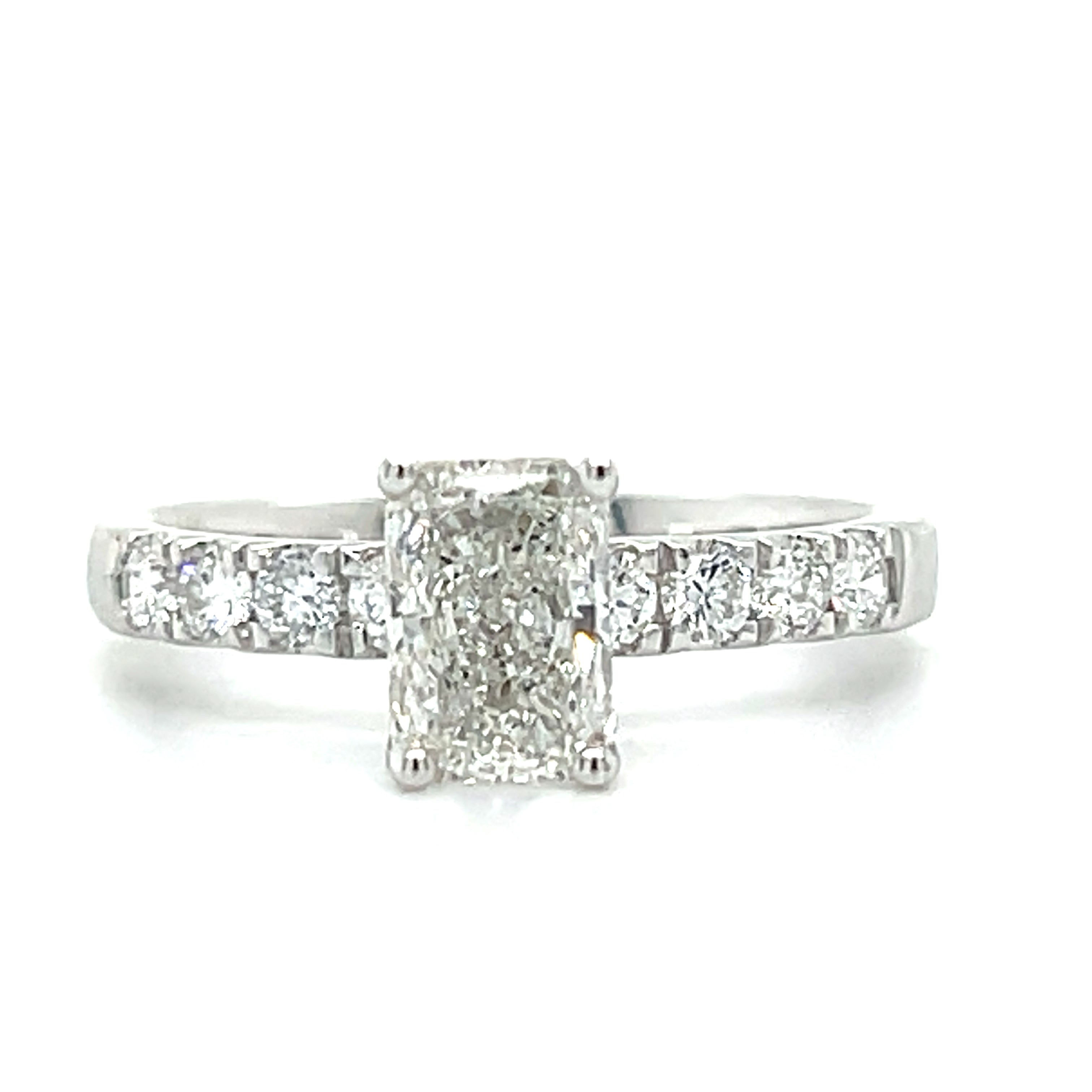 White Gold Lab Grown (1CT Center) Radiant Bridal/Engagement Ring