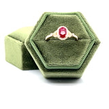 Yellow Gold 0.82CT 5x7mm Oval Ruby and 0.24 Carat Total Weight (42) Diamond Ring