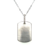 Sterling Silver 9 Diamond Dog Tag Necklace