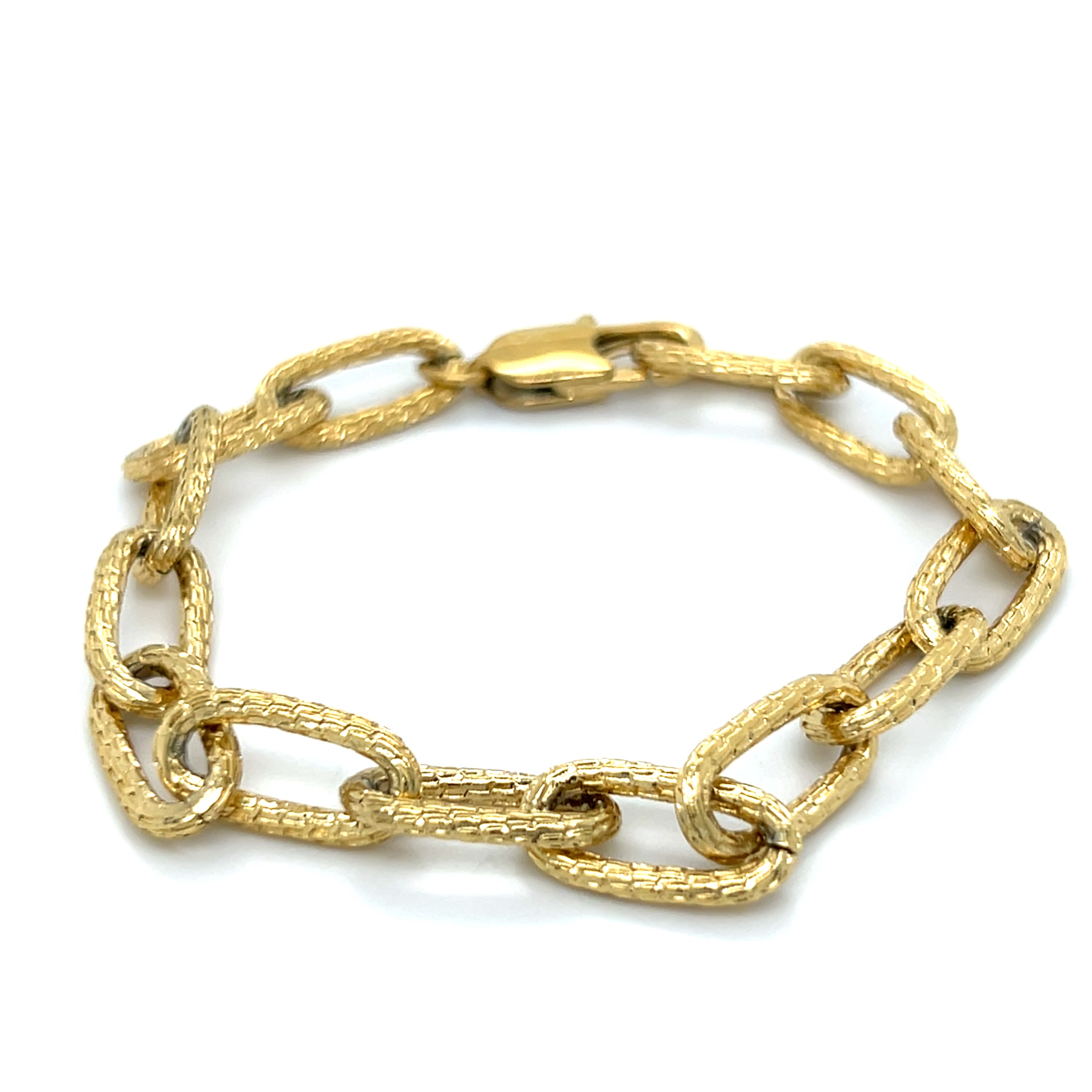 Stainless Steel Gold Plated Oval Link Bracelet 7.5"