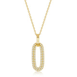 Sterling Silver Gold Plated Oval Micro Pave CZ Door Knocker Pendant
