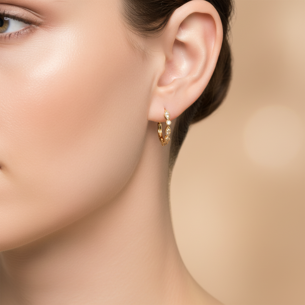 14K Yellow Gold 1.87g 0.07 Carat Total Weight (18) Diamond Earrings