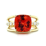 "Seraphina" WJS Custom Set 10KY Lab Padparadscha Sapphire & Lab Diamond Ring