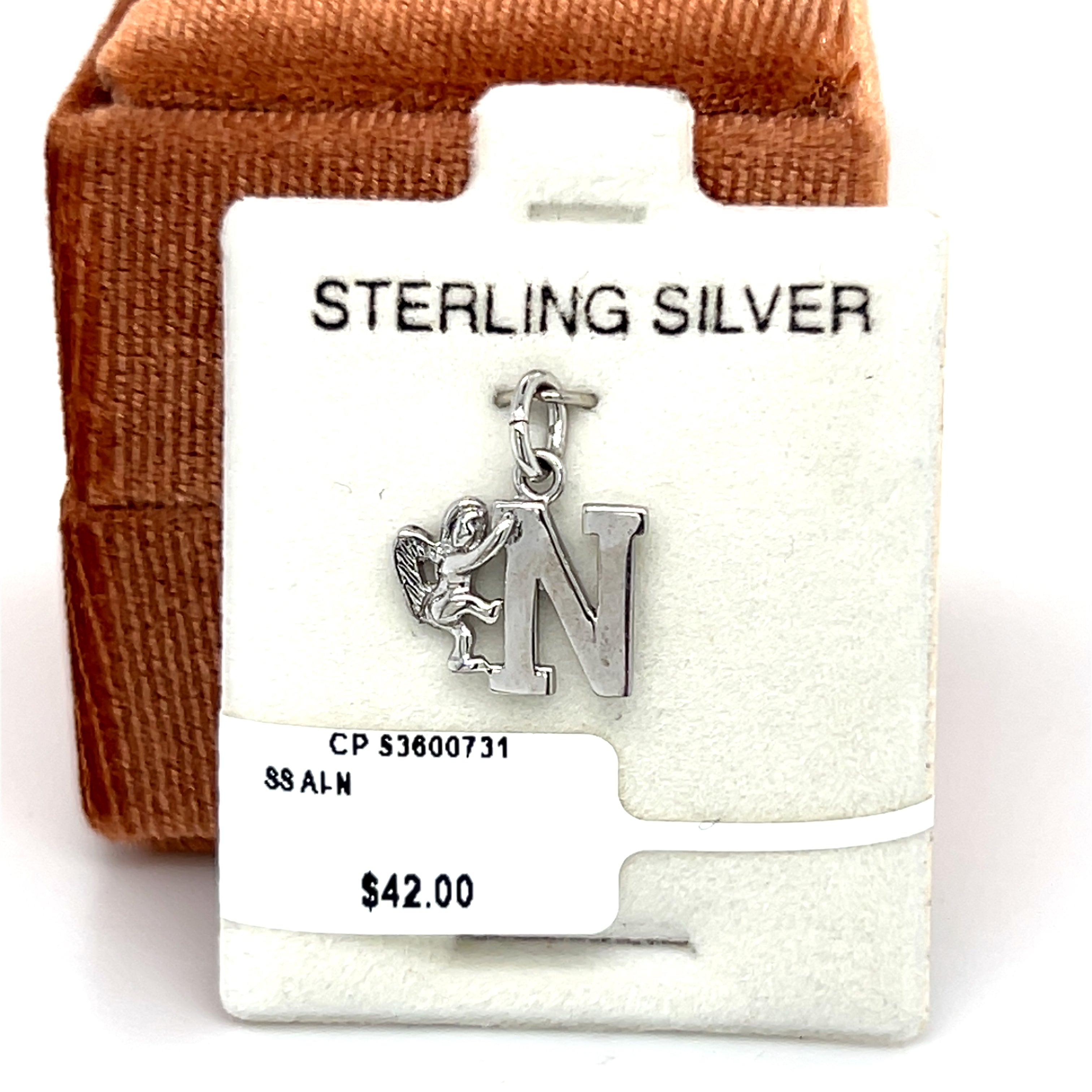 Silver Angel "N" Charm