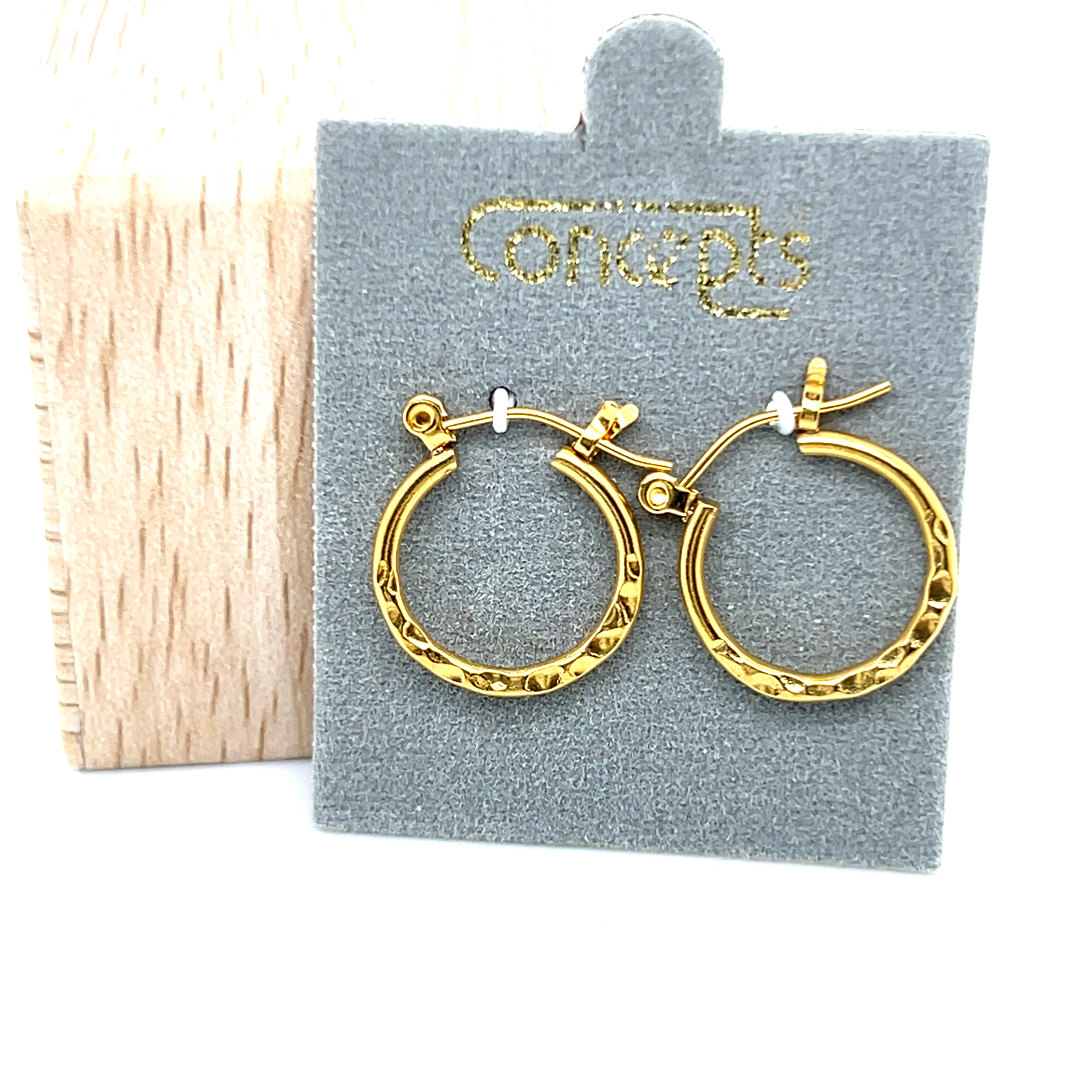 Concepts Gold-Tone Small Hammered Hoop Earrings