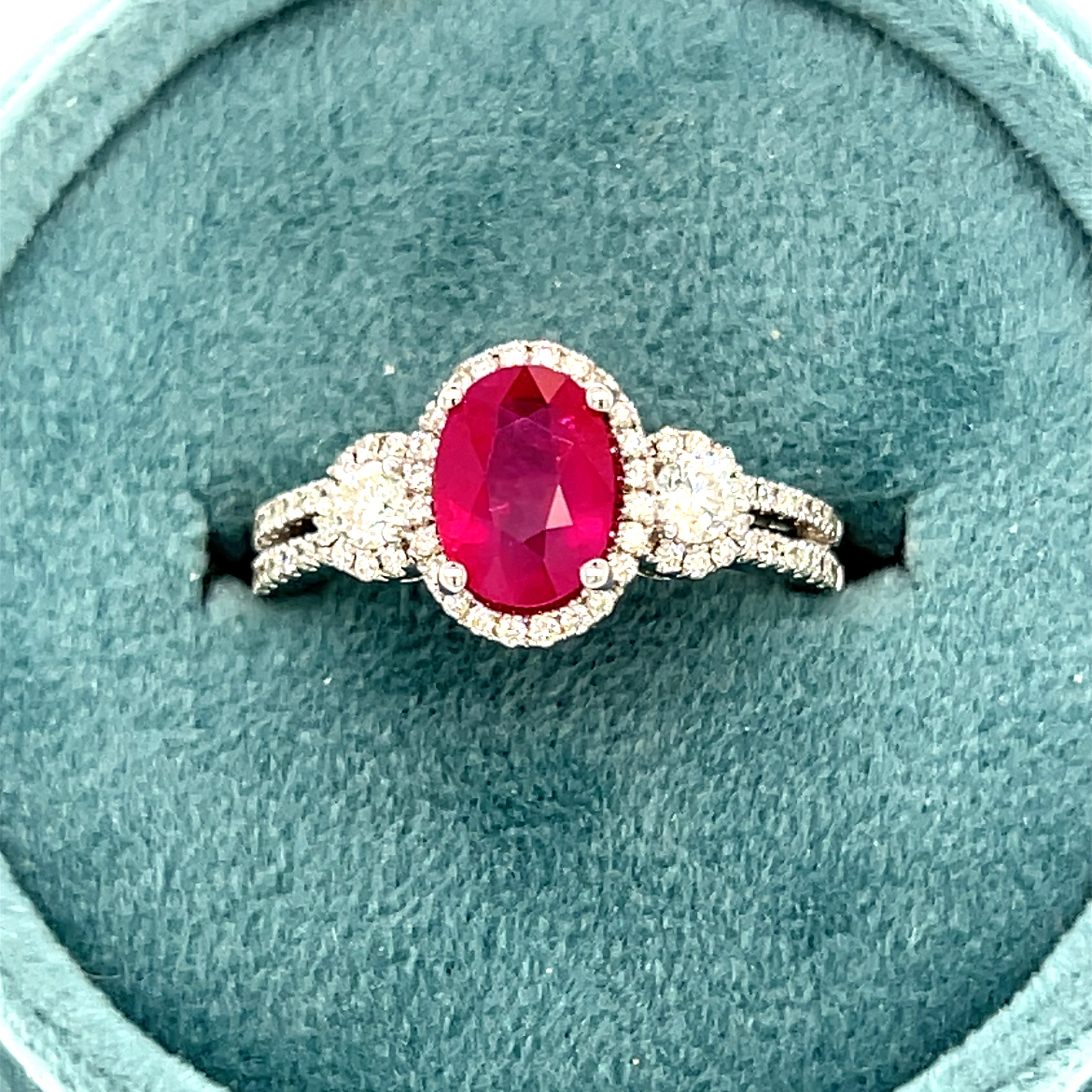 White Gold Diamond and Ruby Ring